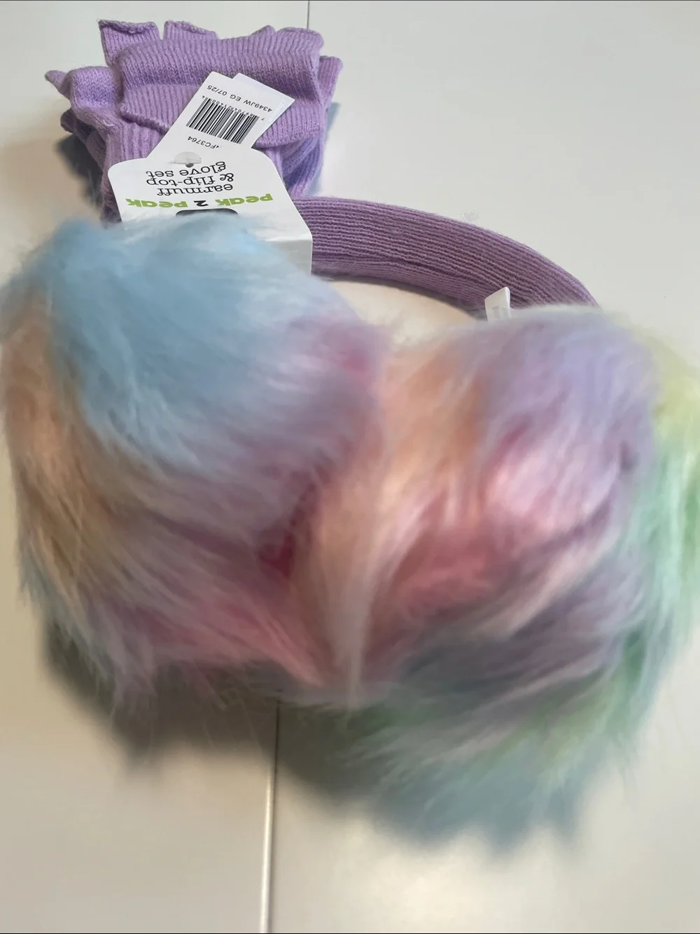 Peek 2 Peak Pastel Faux-Fur Earmuffs with Lavender Headband